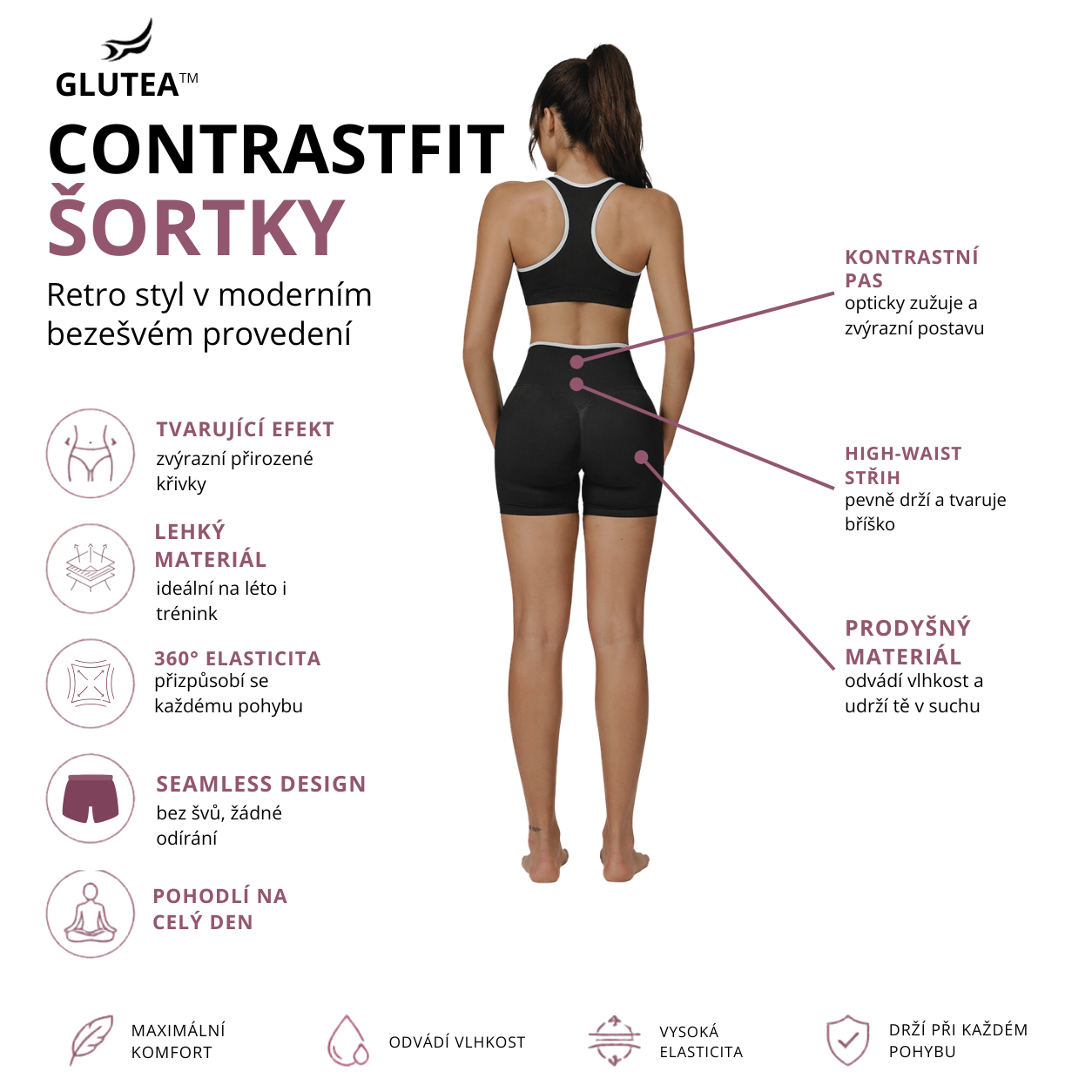 GLUTEA™ ContrastFit Seamless Šortky